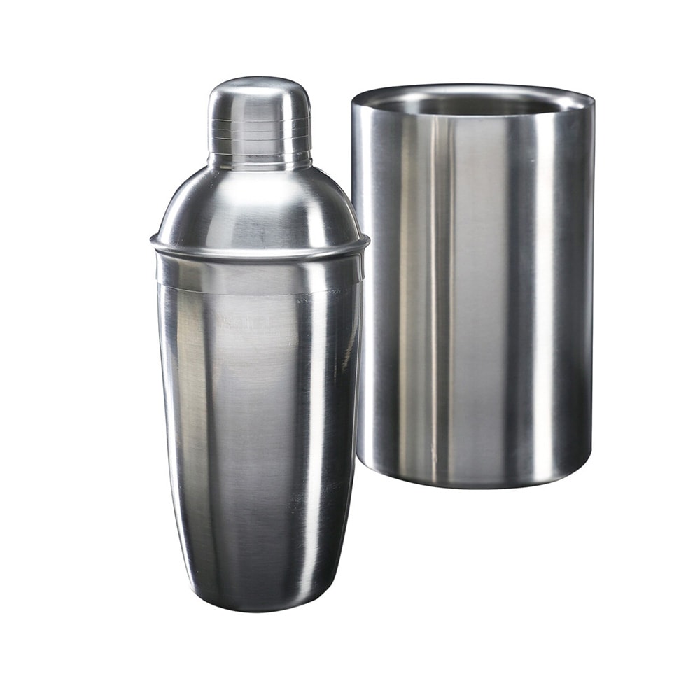 Barset 2 delar - cocktailshaker och vinkylare i rostfritt stål