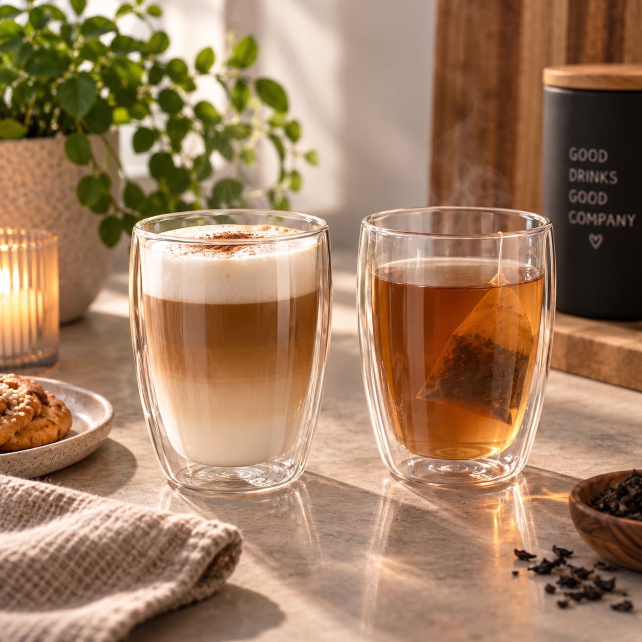 Kaksiseinäiset kahvilasit 350 ml 2 kpl – kahville, teelle ja lattelle