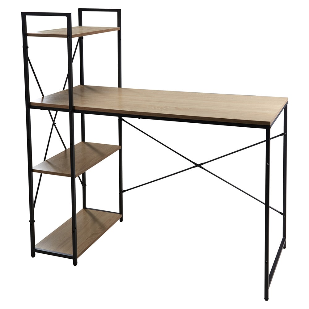 Kirjoituspöytä hyllyillä 110 x 52 x 116 cm – MDF ja metalli