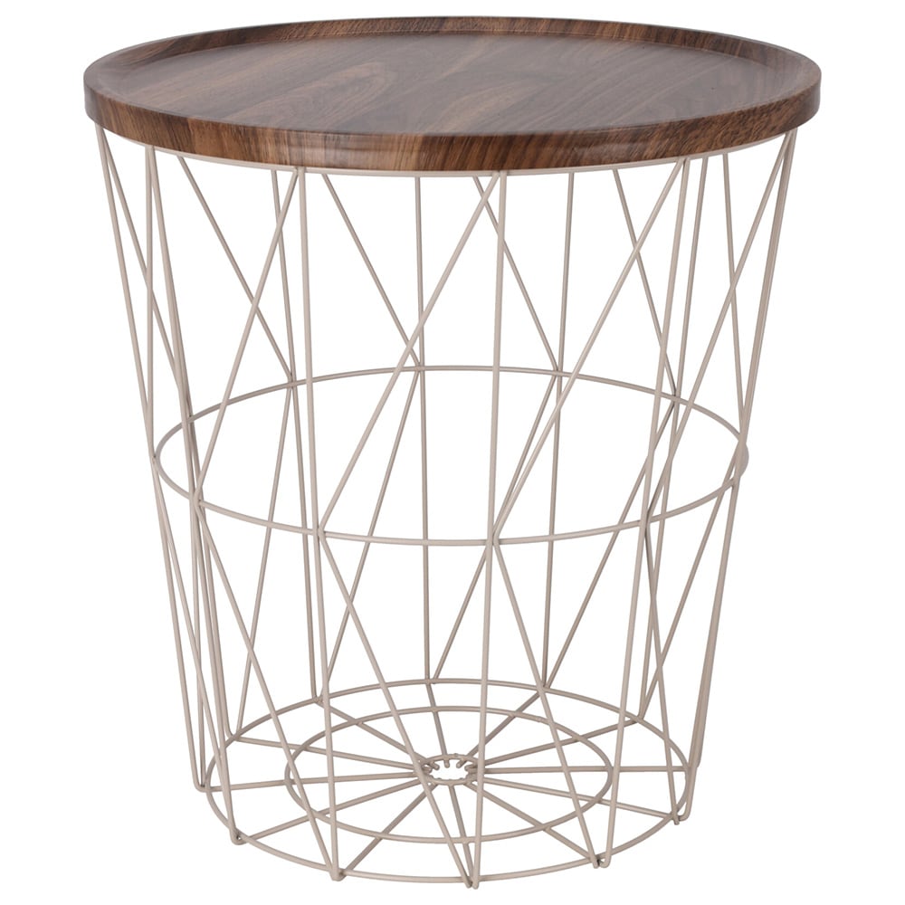 Metallinen sivupöytä, jossa MDF-levy 37x39 cm – Hiekka-ruskea – Apupöytä – Metallipöytä
