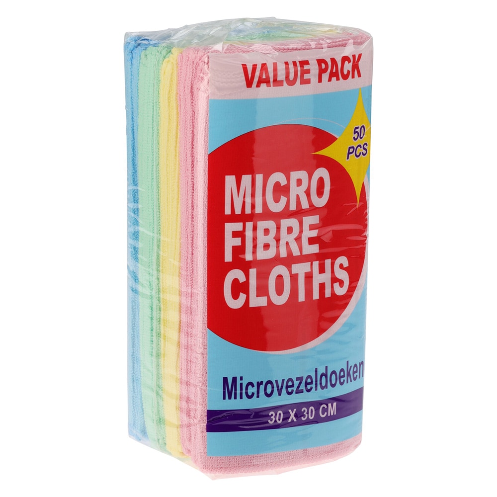 Mikrokuituliinat 30 x 30 cm, 50 kpl:n pakkaus – 4 väriä / Mikrokuituliinat / Puhdistusliinat