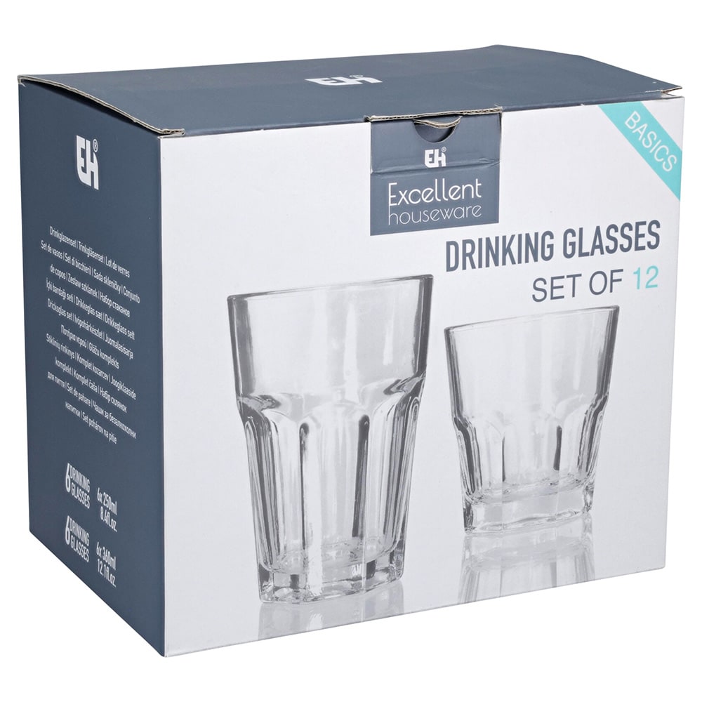 Juomalasit, 12 kpl:n pakkaus (6 x 250 ml + 6 x 350 ml) / Juomalasit / Tarjoilulasi