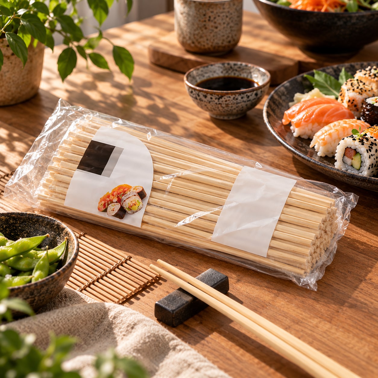 Bambu-syömäpuikot 19,5 cm, 50 paria / Sushi-puikot / Kertakäyttöiset syömäpuikot