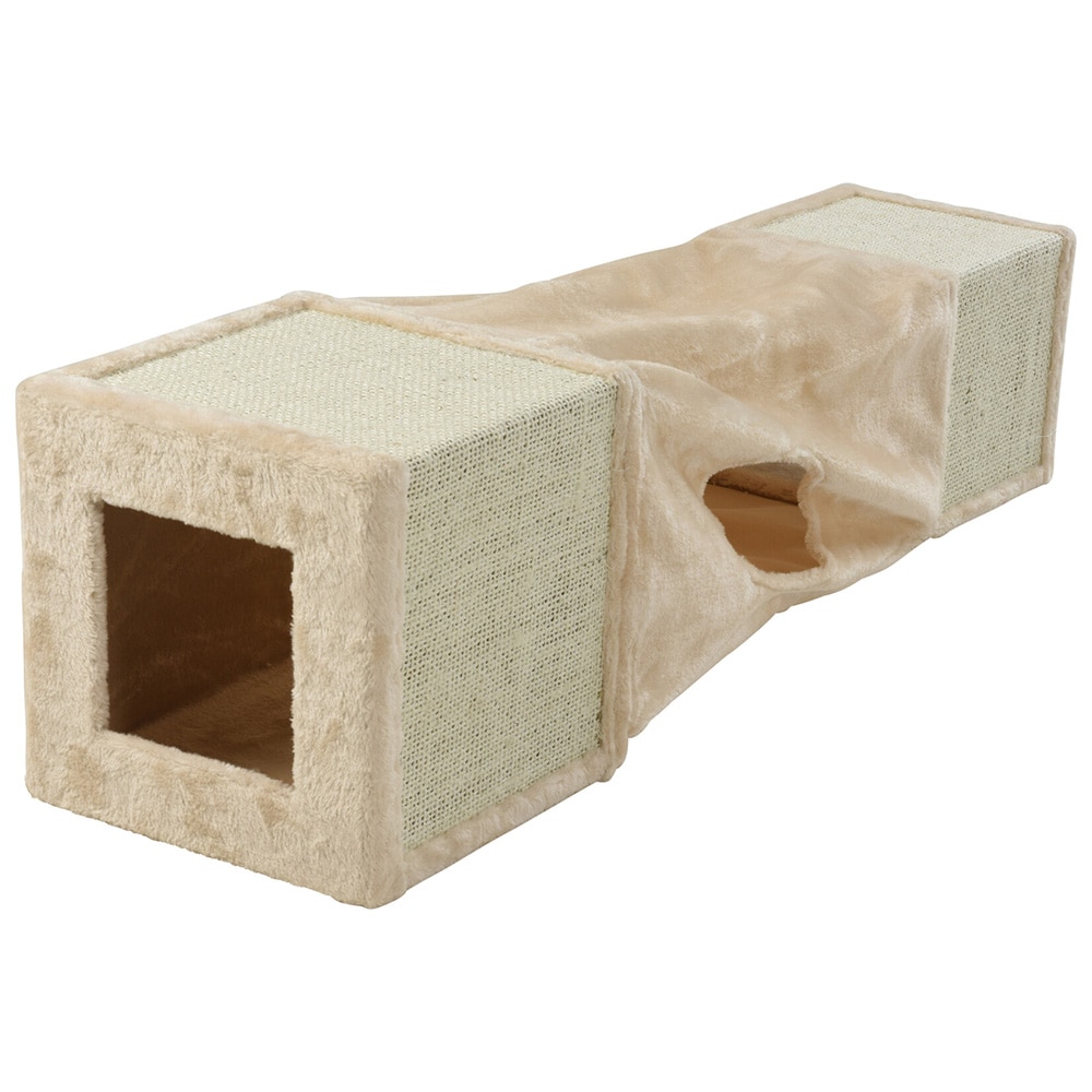 Kissan raapimistunneli 106 cm, 2 sisal-raapimapintaa – beige
