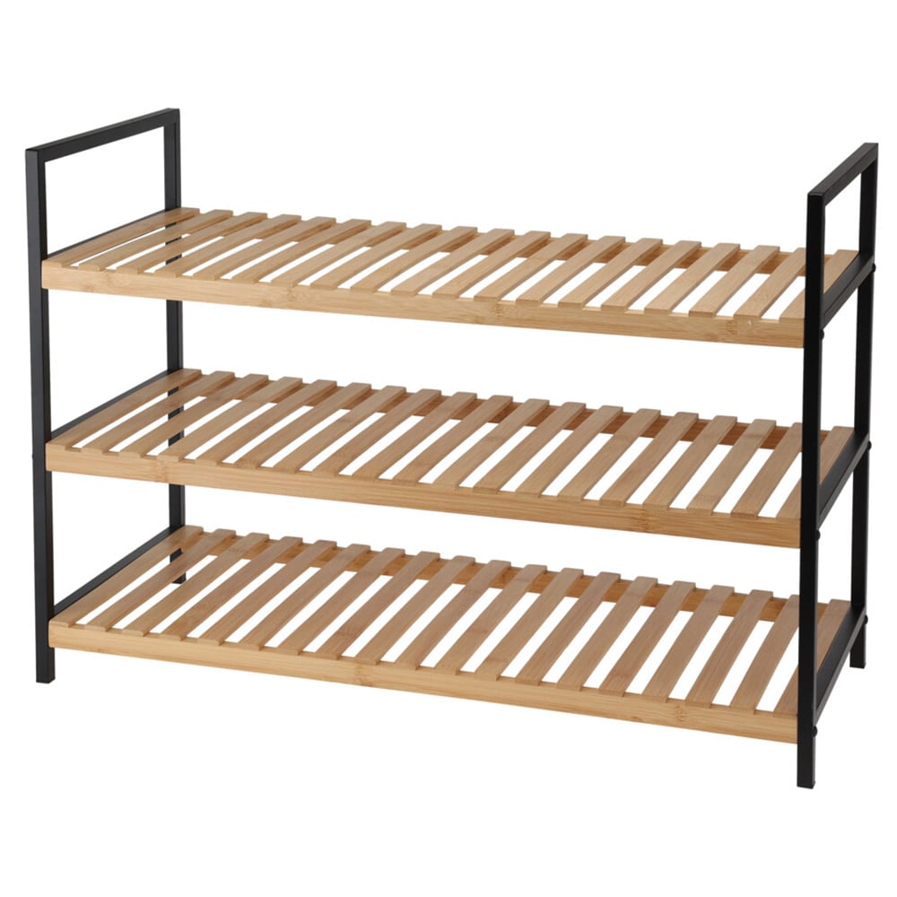 Kenkäteline bambua, 3 hyllytasoa, 70 × 30 × 48,5 cm – FSC 100 %