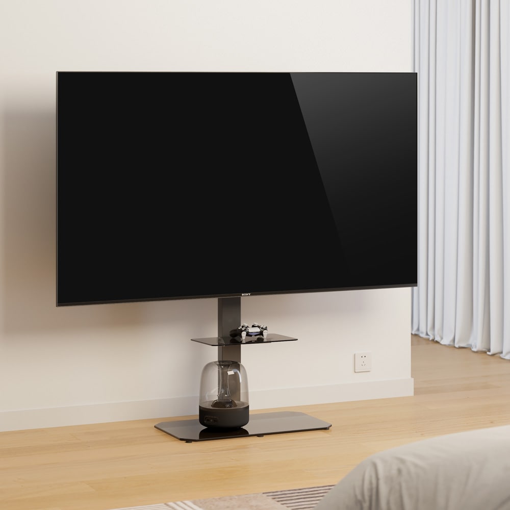 Lattialla seisova teline 43–86 tuuman televisioille – Svart / TV-teline / TV-jalusta