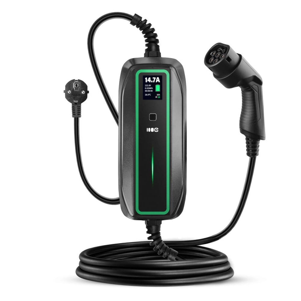 Green Cell -latauskaapeli 3,6 kW, Schuko Type 2, 5,5 m / Kannettava sähköauton laturi / Type 2 -laturi