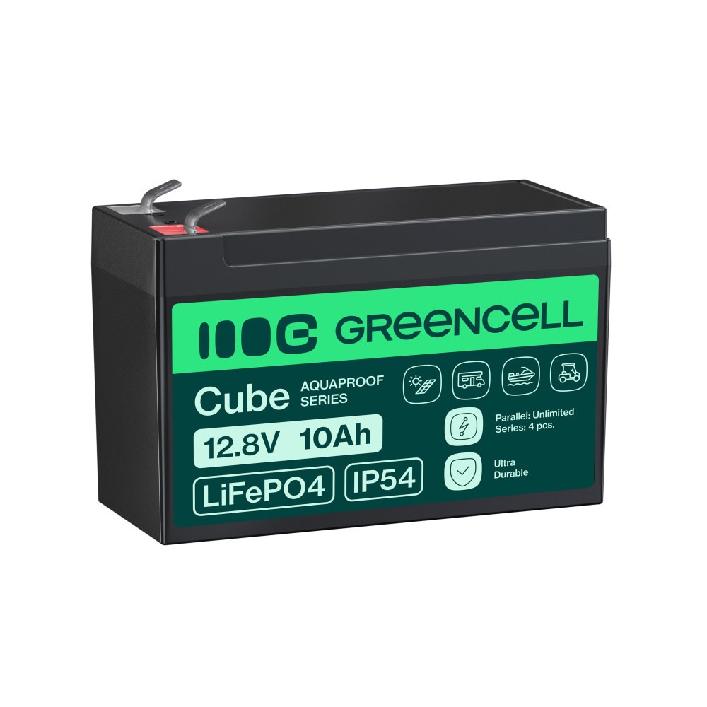 Green Cell CUBE LiFePO4 10 Ah 12,8 V 128 Wh litiumakku / LiFePO4-akku / LFP-akku