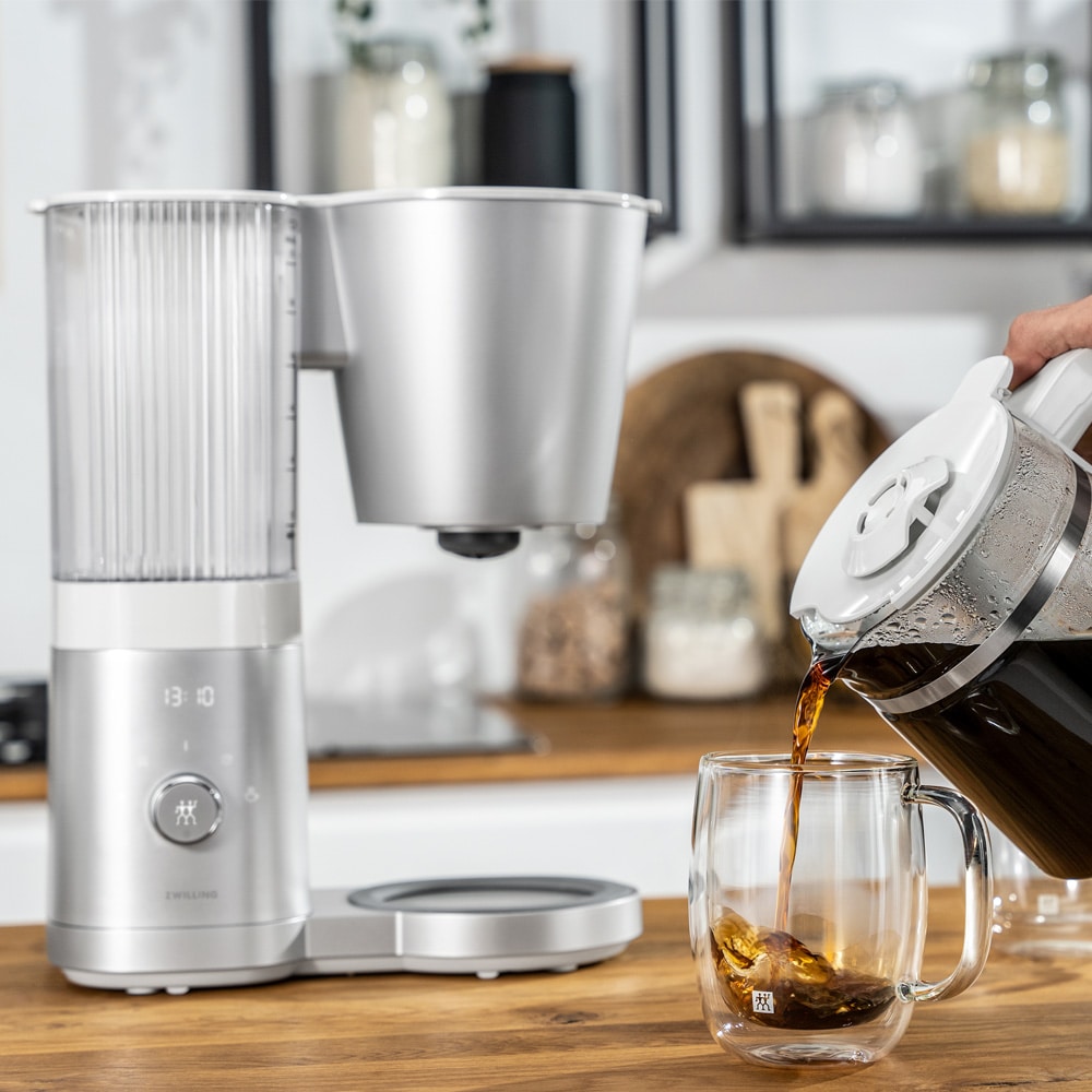 Zwilling Enfinigy kahvinkeitin 1,5 l – hopea, ajastin, 12 kuppia