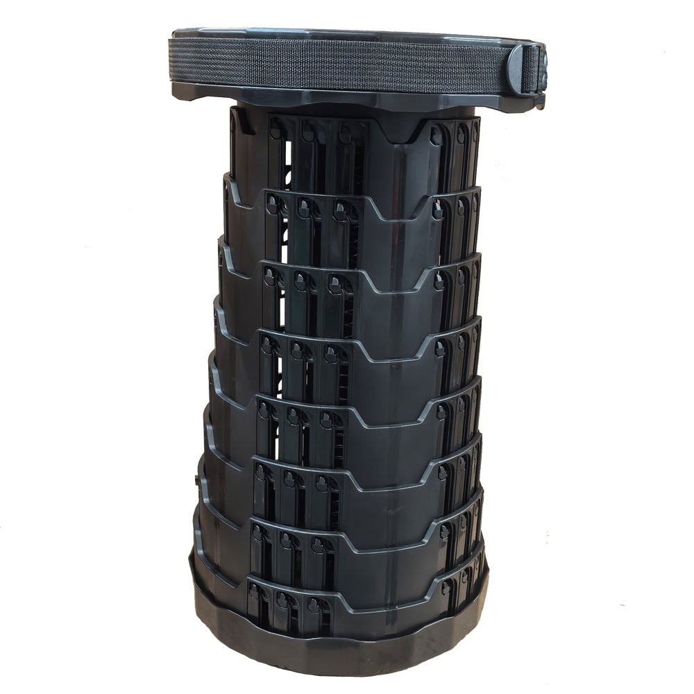 Kokoontaitettava jakkara 25 cm x 6–45 cm / Teleskooppinen retkijakkara / Kannettava jakkara, jossa on kantohihna