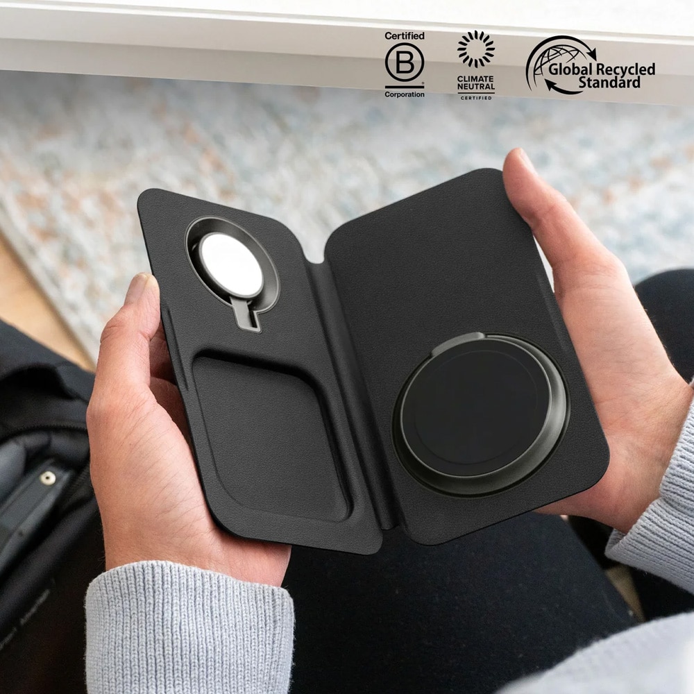 Nimble Fold 3-in-1 langaton Qi2-latausasema 15 W iPhonelle, Apple Watchille ja AirPodsille – musta