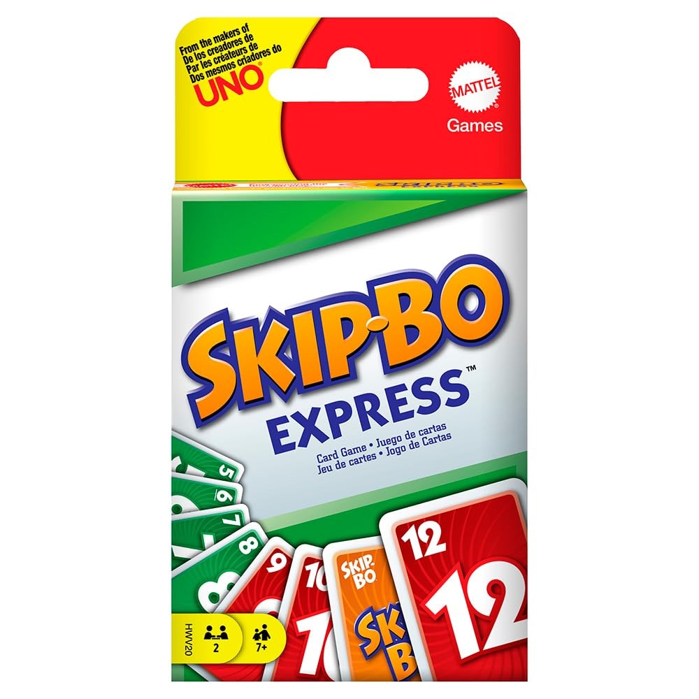Uno Skipbo Express -korttipeli / Skip-Bo-pikapeli kahdelle / Matkakorttipeli, jossa käytetään nousevia sarjoja