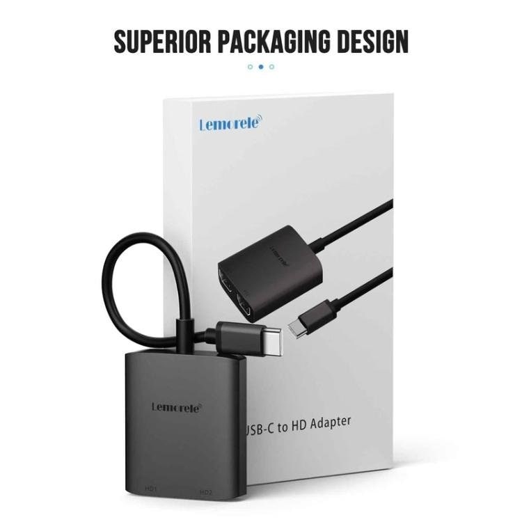 Lemorele TC21 USB-C-hubi / Type-C-sovitin useilla porteilla tiedonsiirtoon – Harmaa