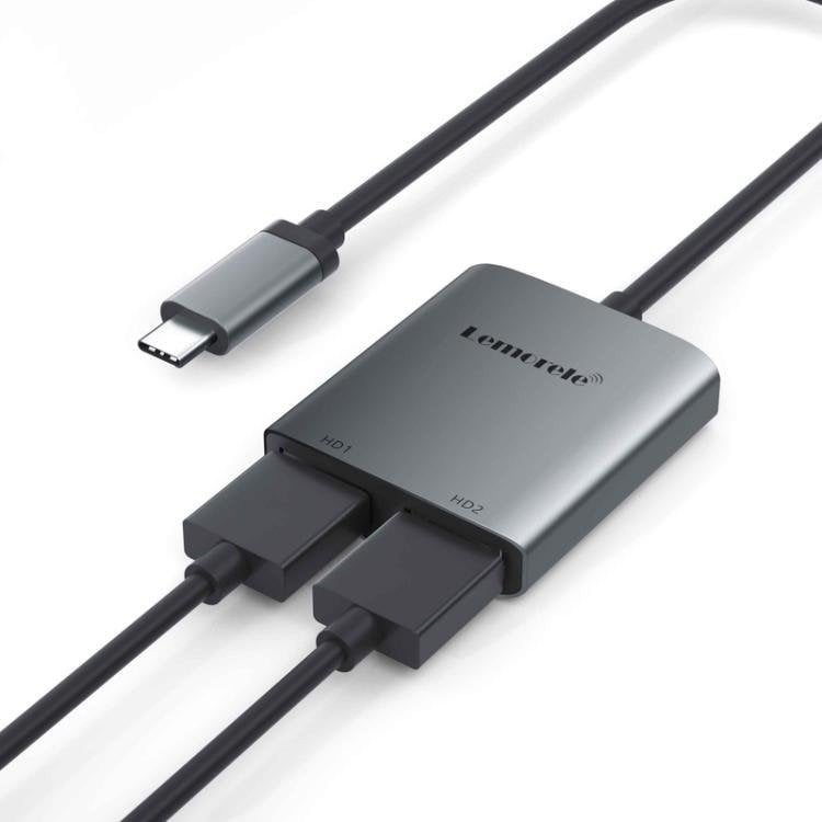 Lemorele TC21 USB-C-hubi / Type-C-sovitin useilla porteilla tiedonsiirtoon – Harmaa