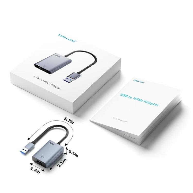 Lemorele LC06 Plus USB–HDMI-sovitin / videosovitin näytölle, televisiolle ja projektorille