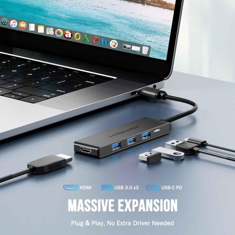 Lemorele TC22L 5-in-1 USB-C-telakointiasema / USB-C-hubi 4K HDMI:llä, Gigabit Ethernetillä ja 100 W PD-latauksella