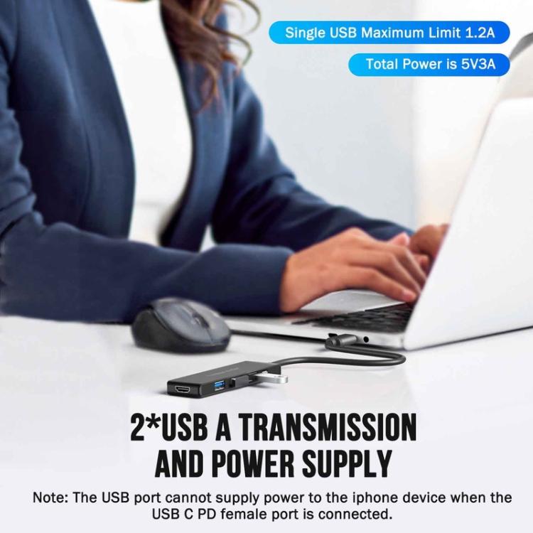 Lemorele TC22L 5-in-1 USB-C-telakointiasema / USB-C-hubi 4K HDMI:llä, Gigabit Ethernetillä ja 100 W PD-latauksella