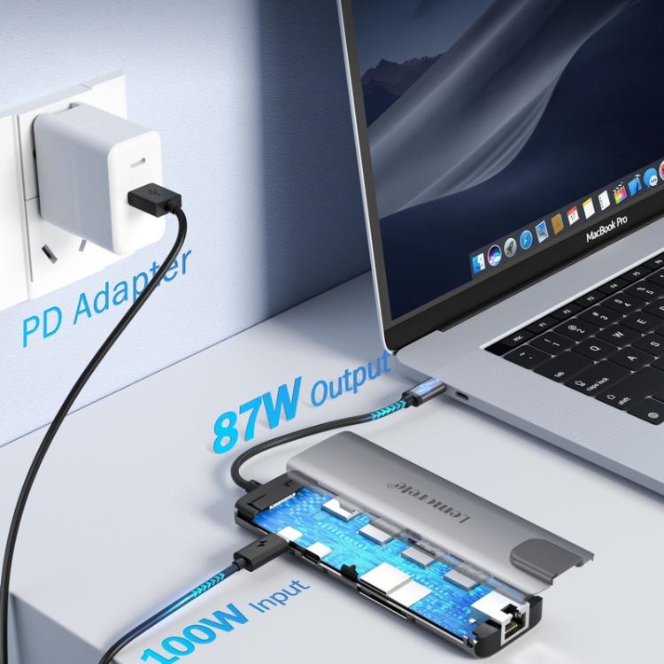 Lemorele TC39 9-in-1 USB-C-telakointiasema / USB-C-hubi 4K HDMI:llä, Gigabit Ethernetillä ja 100 W PD-latauksella