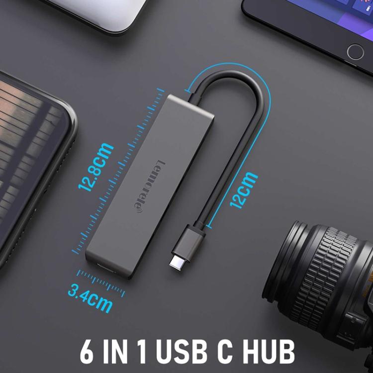 Lemorele TC23L 6-in-1 USB-C-telakointiasema / USB-C-hubi 4K HDMI:llä, Gigabit Ethernetillä ja 100 W PD-latauksella