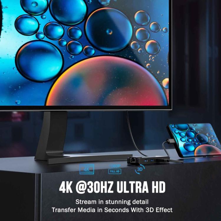 Lemorele TC24L 5-in-1 USB-C-telakointiasema / USB-C-hubi 4K HDMI:llä ja 100 W PD-latauksella