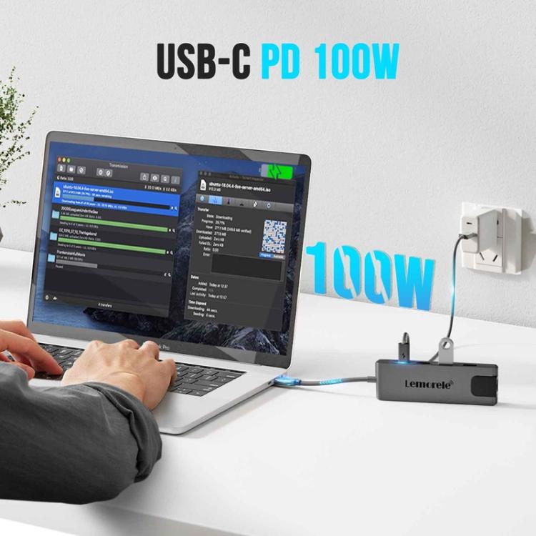 Lemorele TC24L 5-in-1 USB-C-telakointiasema / USB-C-hubi 4K HDMI:llä ja 100 W PD-latauksella