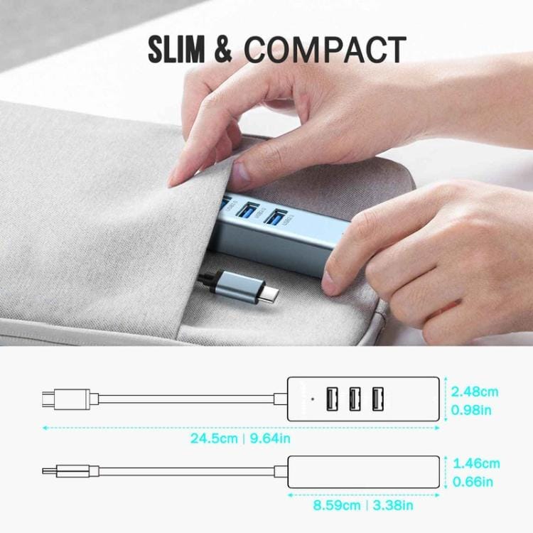 Lemorele USB-C-keskitin TC43L 4-in-1, Gigabit Ethernet ja USB / USB-C-sovitin / Verkkokeskitin