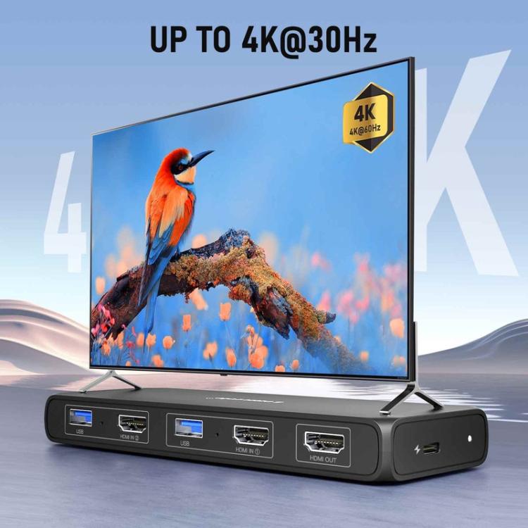 Lemorele G98 KVM-kytkin näytön, näppäimistön ja hiiren jakamiseen / KVM-kytkin / Tietokonekytkin