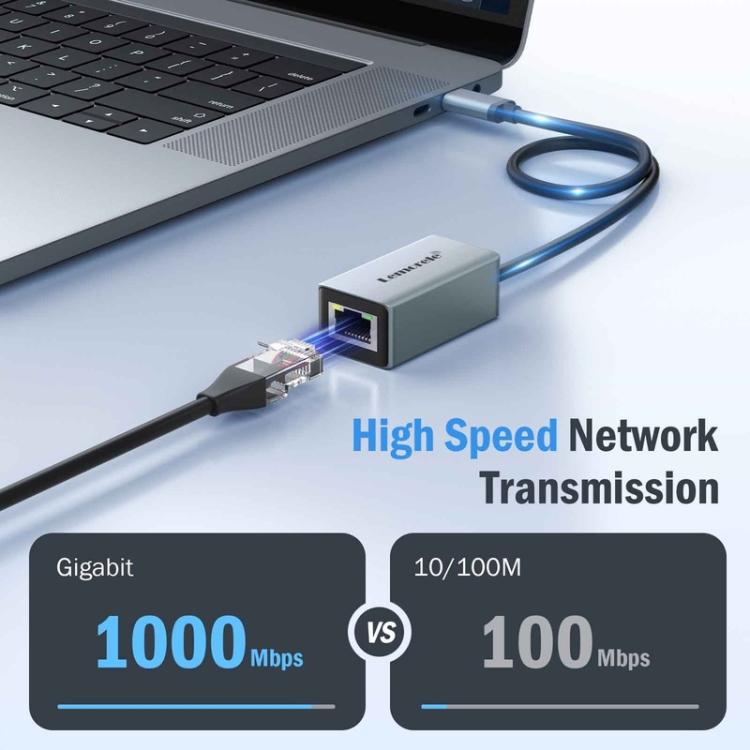 Lemorele USB-C-keskitin TC48, jossa on kaksi HDMI-liitäntää ja Gigabit-Ethernet / USB-C-telakka / HDMI-sovitin