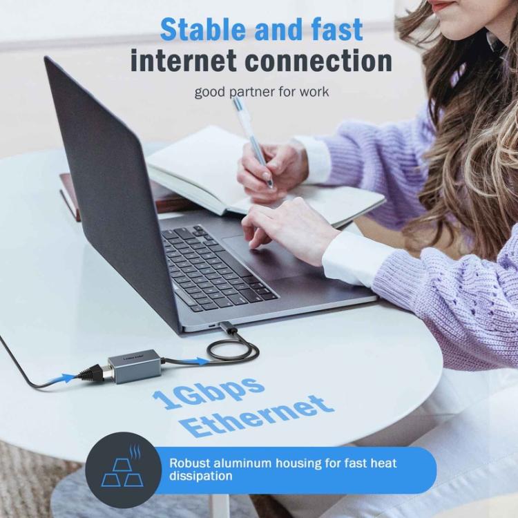 Lemorele USB-C-keskitin TC48, jossa on kaksi HDMI-liitäntää ja Gigabit-Ethernet / USB-C-telakka / HDMI-sovitin