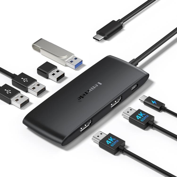 Lemorele TC510 7-in-1-telakointiasema, HDMI 4K ja 100 W PD / USB-C-telakointiasema / Tietokoneen hubi