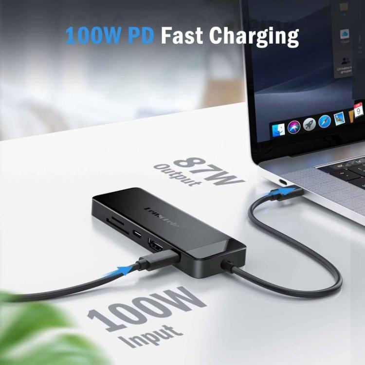Lemorele TC92 9-in-1-telakointiasema, HDMI 4K, Ethernet ja 100 W PD / USB-C-keskitin / Tietokoneen keskitin