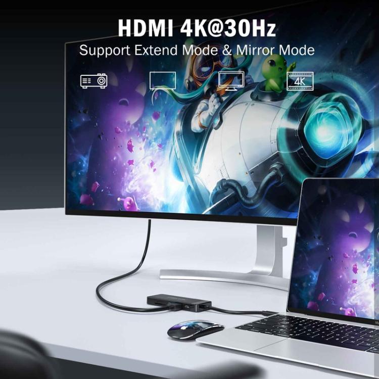 Lemorele TC92 9-in-1-telakointiasema, HDMI 4K, Ethernet ja 100 W PD / USB-C-keskitin / Tietokoneen keskitin