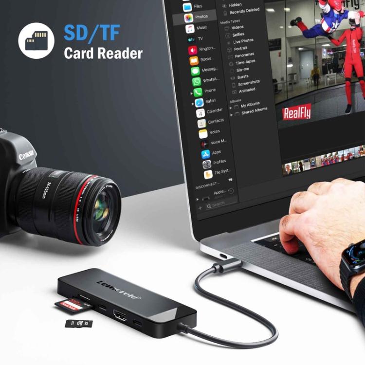 Lemorele TC92 9-in-1-telakointiasema, HDMI 4K, Ethernet ja 100 W PD / USB-C-keskitin / Tietokoneen keskitin