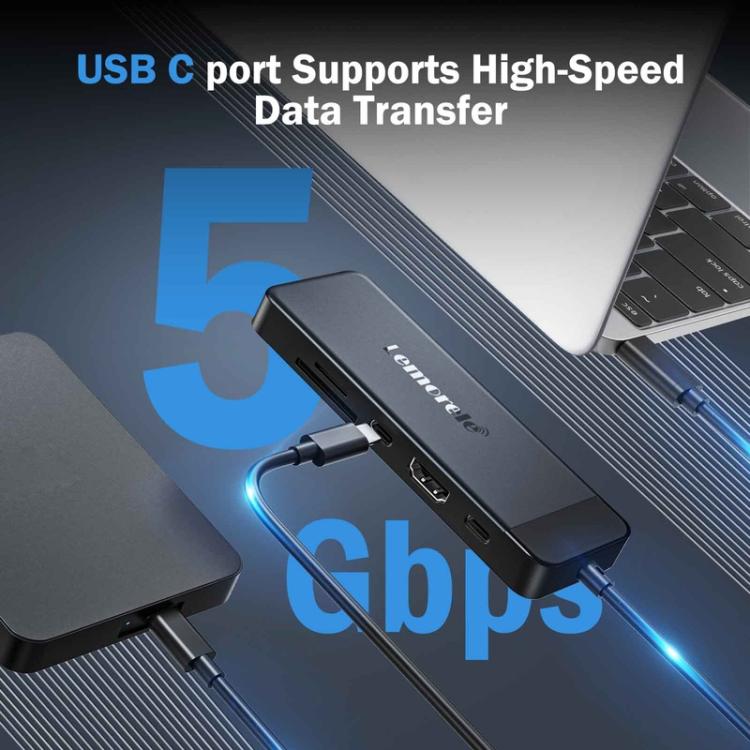 Lemorele TC92 9-in-1-telakointiasema, HDMI 4K, Ethernet ja 100 W PD / USB-C-keskitin / Tietokoneen keskitin