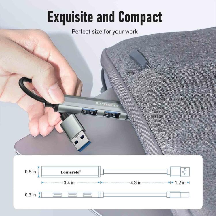 Lemorele USB-C-keskitin TC53, 4 USB-porttia / USB-porttijakaja / USB-C-haaroitin