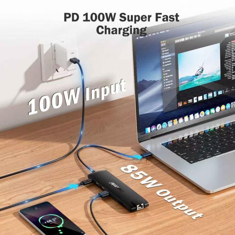 Lemorele TC96 -telakointiasema, USB-C, HDMI 4K, Ethernet ja PD-lataus / USB-telakka / PC-keskitin