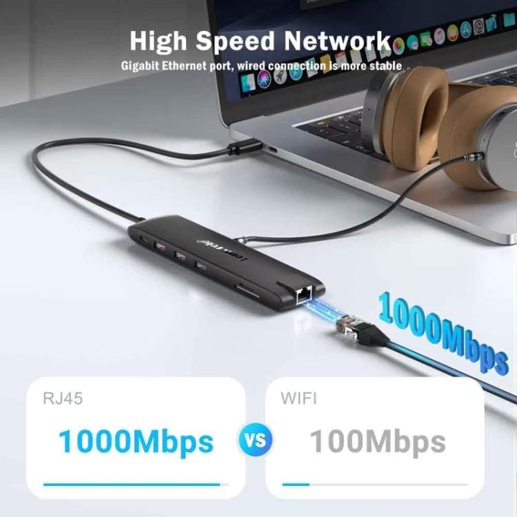 Lemorele TC96 -telakointiasema, USB-C, HDMI 4K, Ethernet ja PD-lataus / USB-telakka / PC-keskitin