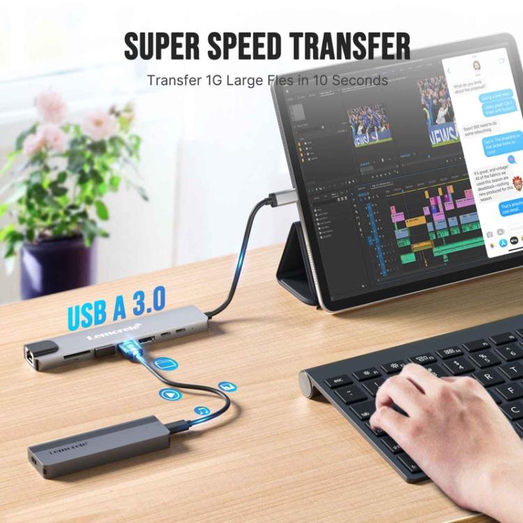 Lemorele TC19L Plus 8-in-1 -telakointiasema, jossa on HDMI 4K, Ethernet ja 100 W PD / USB-keskitin / USB-telakka