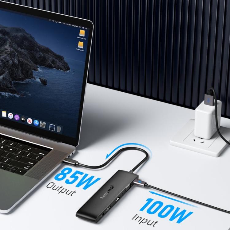 Lemorele TC97 USB-C -telakointiasema, jossa on HDMI 4K, Gigabit Ethernet ja PD-lataus / PC-telakka / Hubi