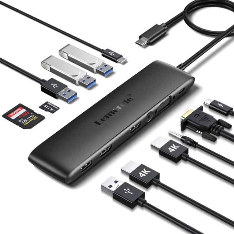 Lemorele TC97 USB-C -telakointiasema, jossa on HDMI 4K, Gigabit Ethernet ja PD-lataus / PC-telakka / Hubi