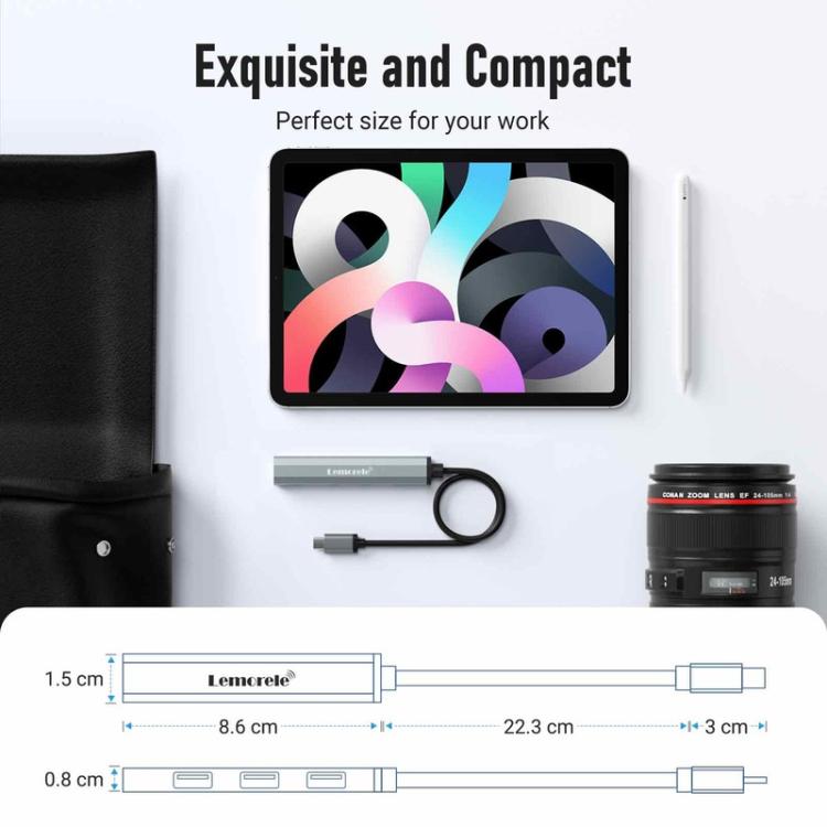 Lemorele TC57 4-in-1-telakointiasema, HDMI 4K ja 100 W PD / USB-C-keskitin / moniporttinen sovitin