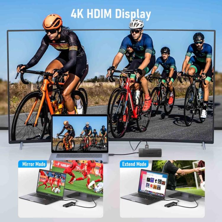 Lemorele TC93 10-in-1 -telakointiasema, jossa on HDMI, Gigabit Ethernet ja PD-lataus / Telakointi / USB-keskitin