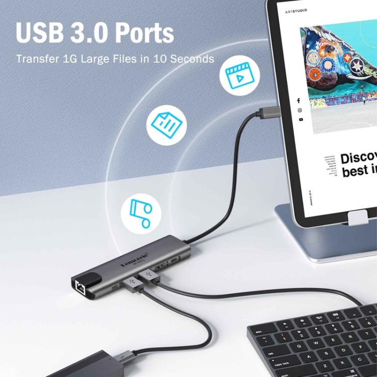 Lemorele TC44L USB-C -telakointiasema 6-in-1 – 4K HDMI, SD/TF-kortinlukija ja 100 W PD