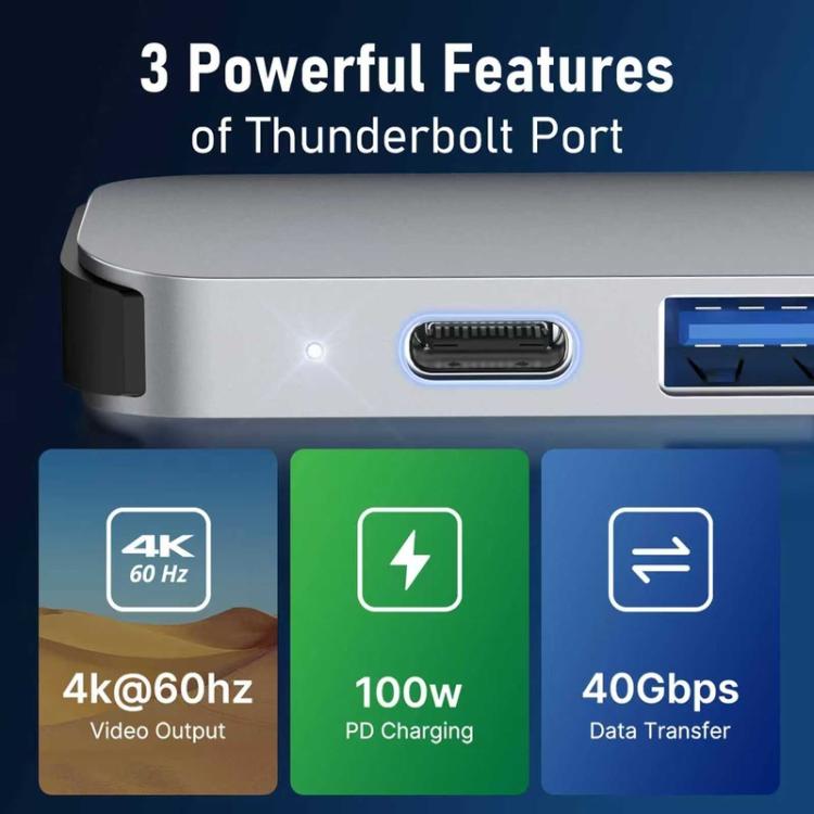 Lemorele TC52 7-in-2 -telakointiasema, HDMI 4K ja 100 W PD / USB-C-keskitin / Moniporttinen sovitin