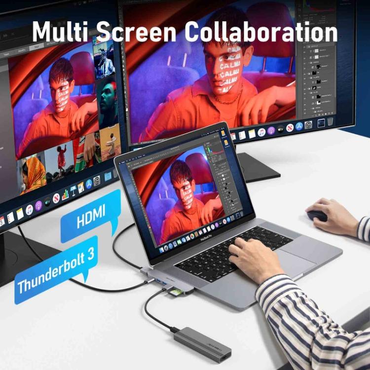 Lemorele TC52 7-in-2 -telakointiasema, HDMI 4K ja 100 W PD / USB-C-keskitin / Moniporttinen sovitin
