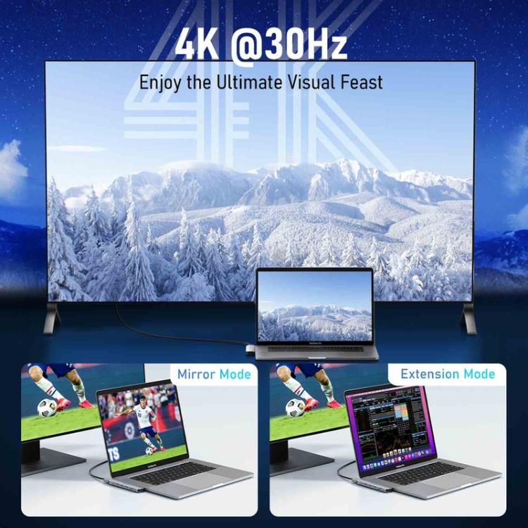 Lemorele TC52 7-in-2 -telakointiasema, HDMI 4K ja 100 W PD / USB-C-keskitin / Moniporttinen sovitin