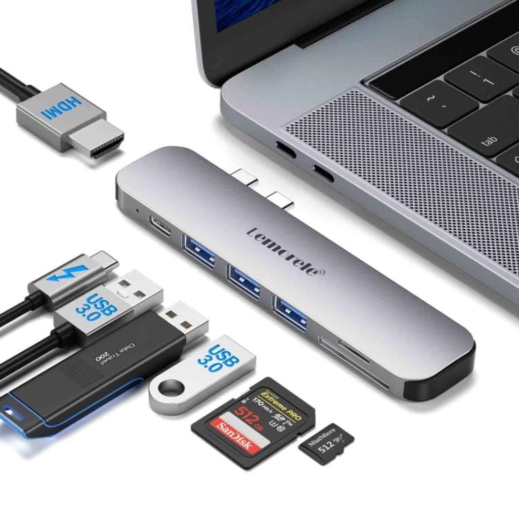 Lemorele TC52 7-in-2 -telakointiasema, HDMI 4K ja 100 W PD / USB-C-keskitin / Moniporttinen sovitin