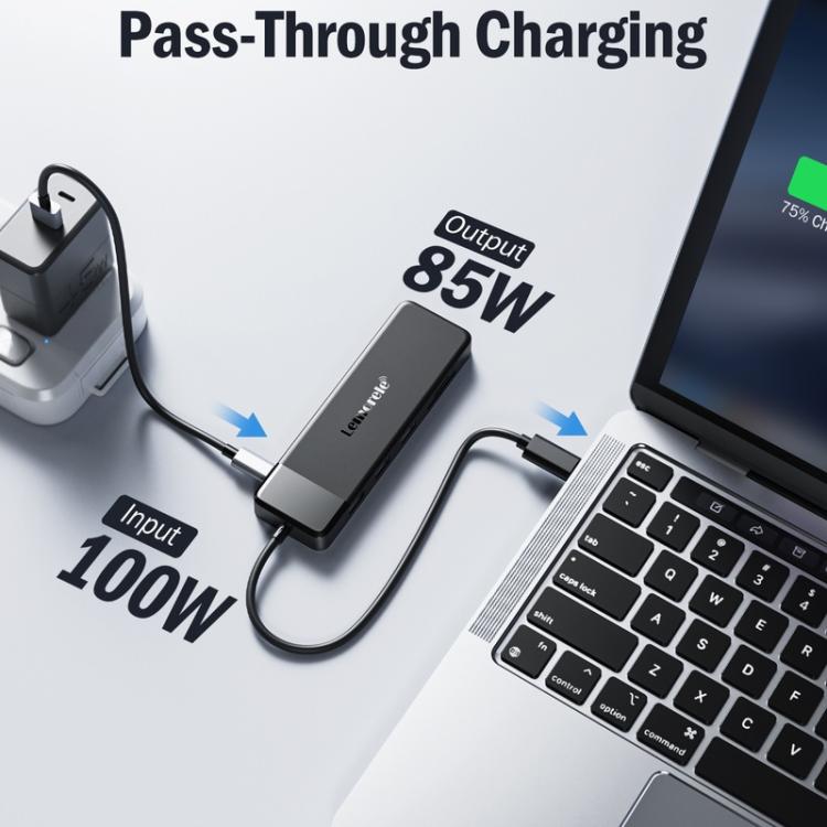 Lemorele TC94 10-in-1-telakointiasema, jossa on kaksi HDMI-liitäntää, VGA ja 100 W PD / USB-C-telakointiasema / AV-keskitin