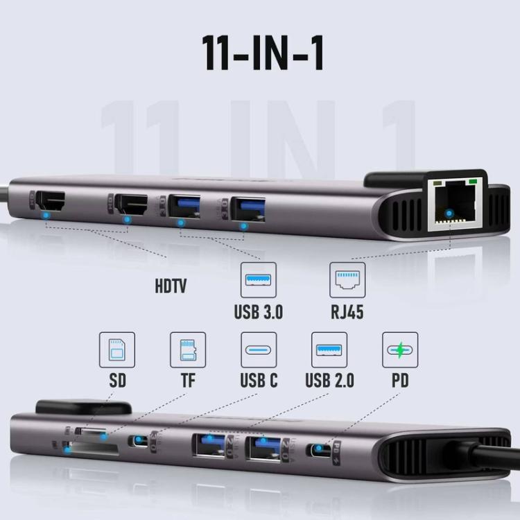 Lemorele TC65L -telakointiasema, USB-C, HDMI 4K, Gigabit Ethernet ja PD-lataus / Telakointi / Hubi