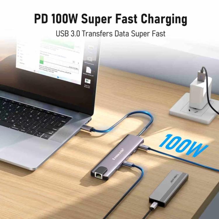 Lemorele TC65L -telakointiasema, USB-C, HDMI 4K, Gigabit Ethernet ja PD-lataus / Telakointi / Hubi